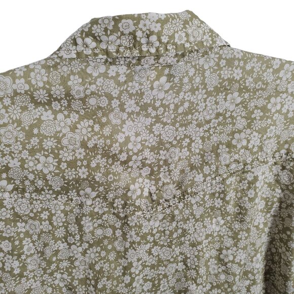 Old Navy Size XXL Shirt Blouse Floral Pearl Snap Cotton Western Cowgirl Fitted - Picture 7 of 7